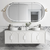 Otti Laguna 1800mm Satin White Wall Hung Vanity with Natural Carrara Marble Top and Double Bowl Undermount Basin