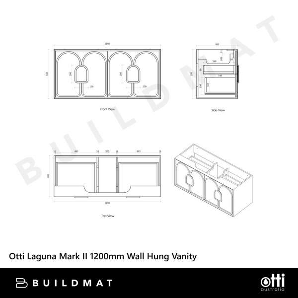 Otti Laguna Mark II 1200mm Woodland Oak Wall Hung Vanity with Natural Carrara Top and Undermount Basin