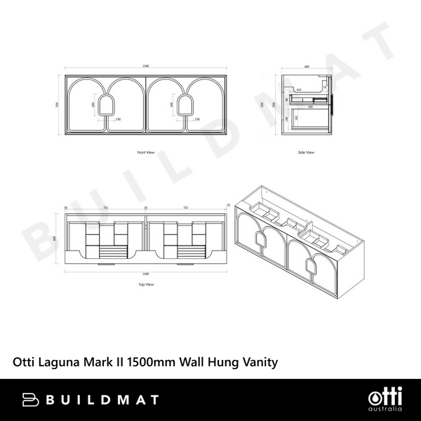 Otti Laguna Mark II 1500mm Woodland Oak Wall Hung Vanity