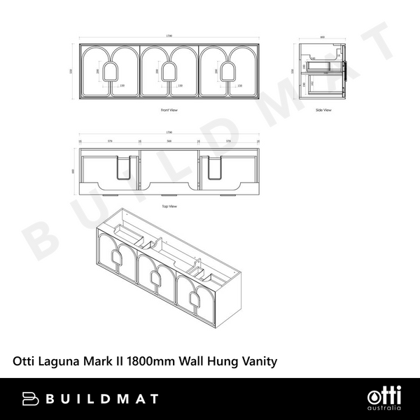 Otti Laguna Mark II 1800mm Black Oak Wall Hung Vanity