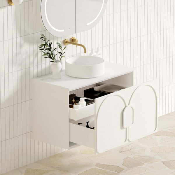 Otti Laguna Mark II 900mm Matte White Wall Hung Vanity