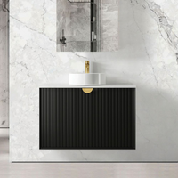 Otti Marlo 900mm Matte Black Wall Hung Vanity with Natural Carrara Marble Top and Undermount Basin