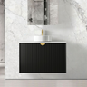 Otti Marlo 900mm Matte Black Wall Hung Vanity with Natural Carrara Marble Top and Undermount Basin