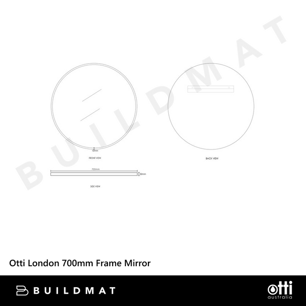 Otti London 700mm Black Metal Frame Mirror