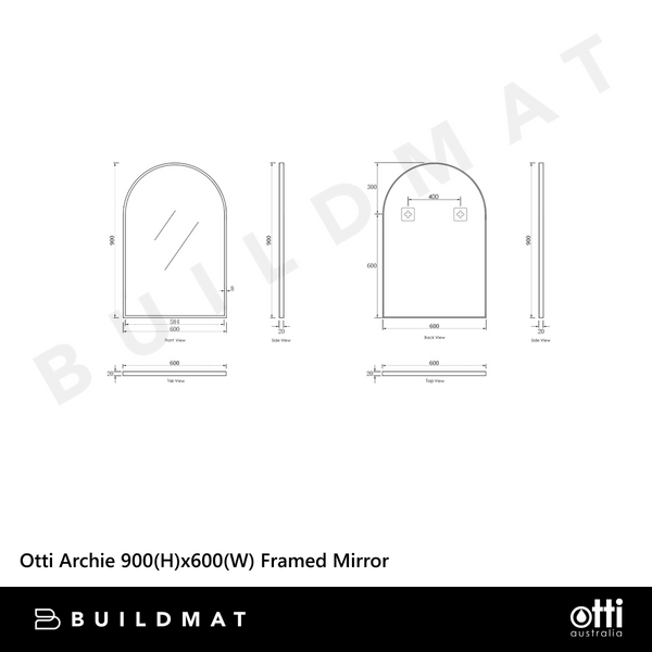 Otti Archie 900mm Gold Metal Framed Mirror
