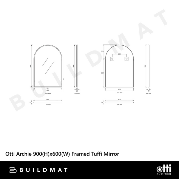 Otti Archie 900mm White Metal Framed Tuffi Mirror