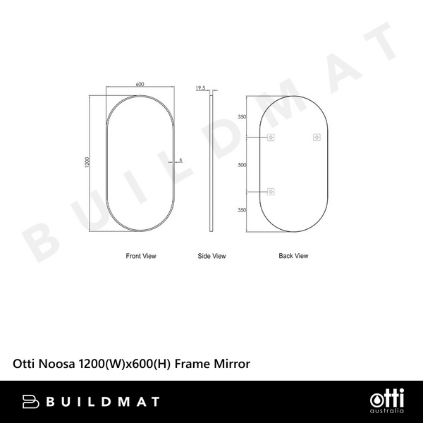 Otti Noosa 1200mm Black Metal Frame Mirror