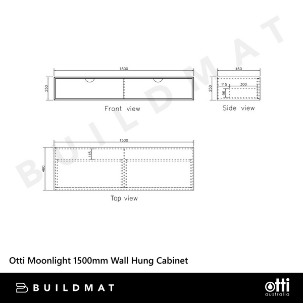 Otti Moonlight 1500mm White Wall Hung Cabinet