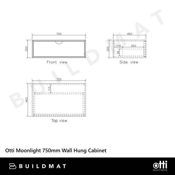 Otti Moonlight 750mm White Wall Hung Cabinet