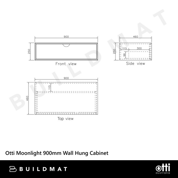 Otti Moonlight 900mm White Wall Hung Cabinet