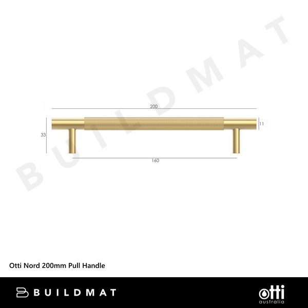 Otti Nord 200mm Pull Handle Brushed Brass