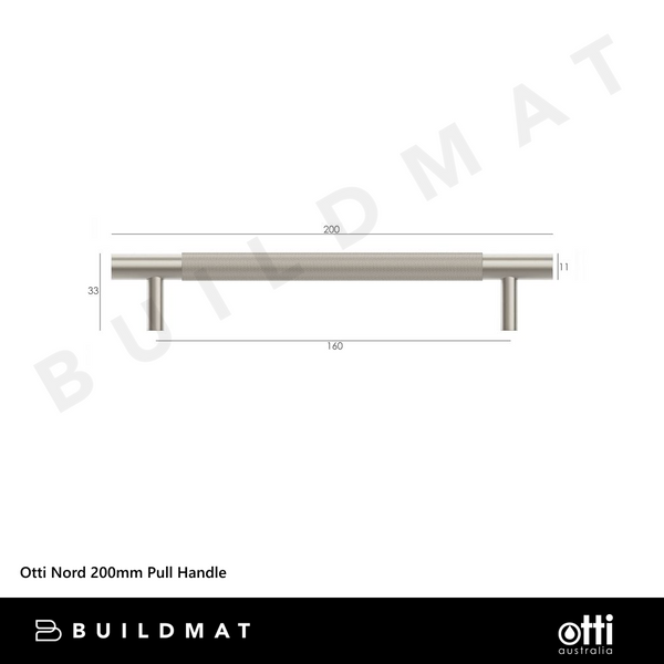 Otti Nord 200mm Pull Handle Brushed Nickel