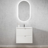 Otti Noosa 600mm Satin White Wall Hung Vanity with Natural Carrara Marble Top and Undermount Basin