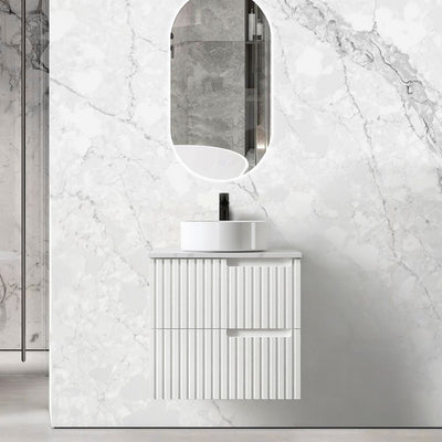 Otti Noosa 600mm Satin White Wall Hung Vanity