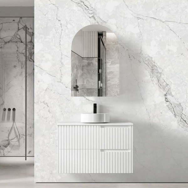 Otti Noosa 900mm Satin White Wall Hung Vanity