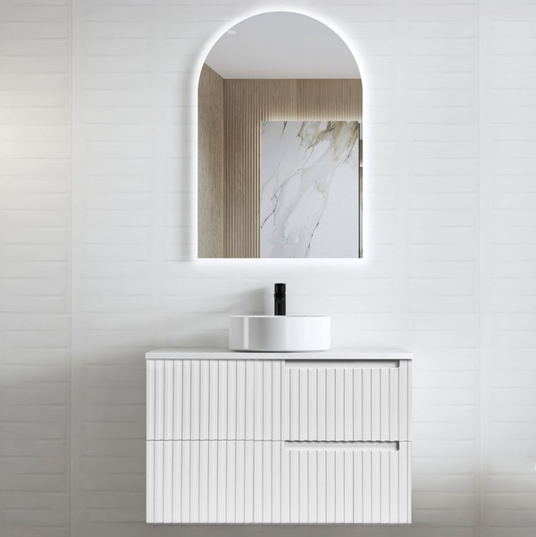 Otti Noosa 900mm Satin White Wall Hung Vanity