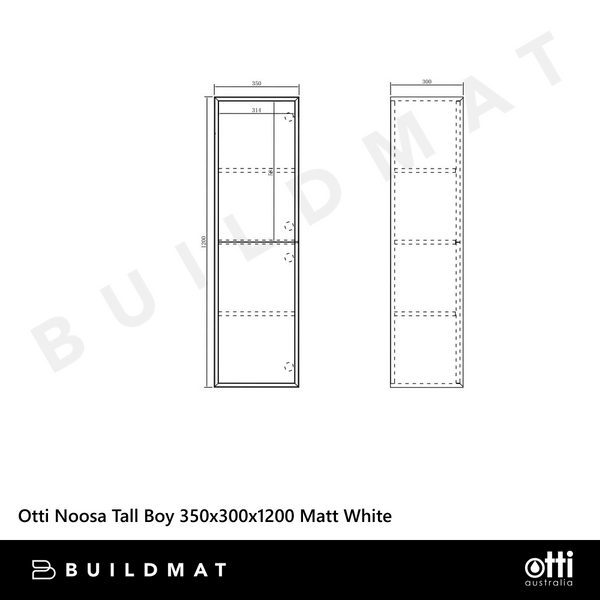 Otti Noosa Tall Boy 1200 x 350mm Matte White