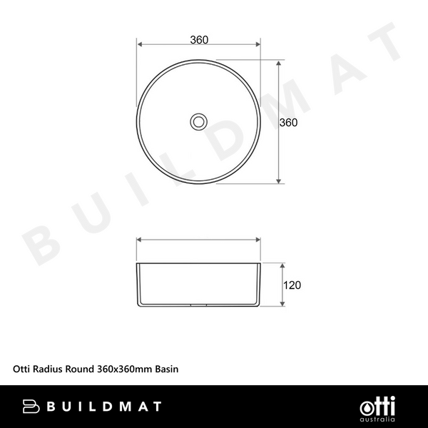 Otti Radius Round 360x360mm Basin Carrara
