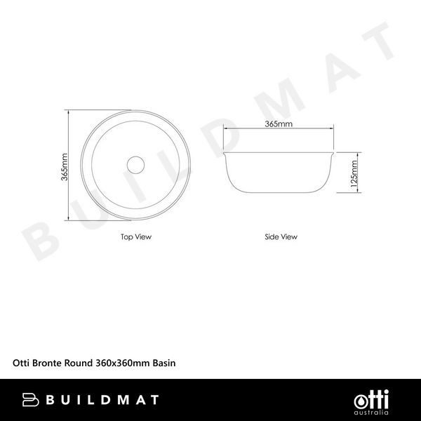 Otti Bronte Round 360x360mm Basin Gloss White