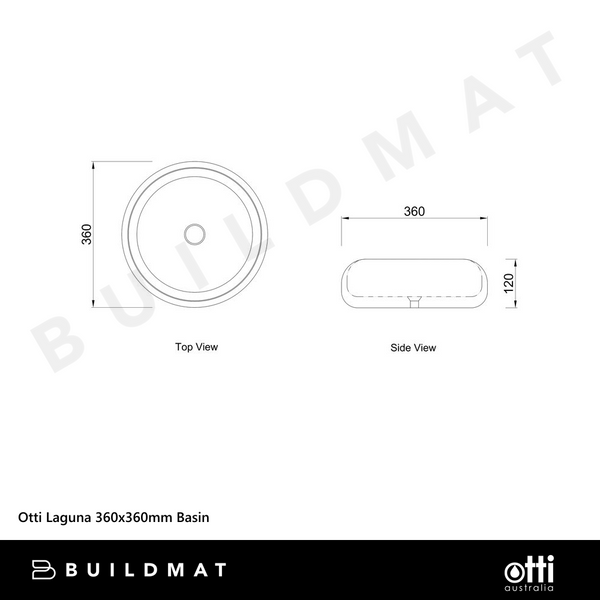 Otti Laguna 360x360mm Basin Matte White