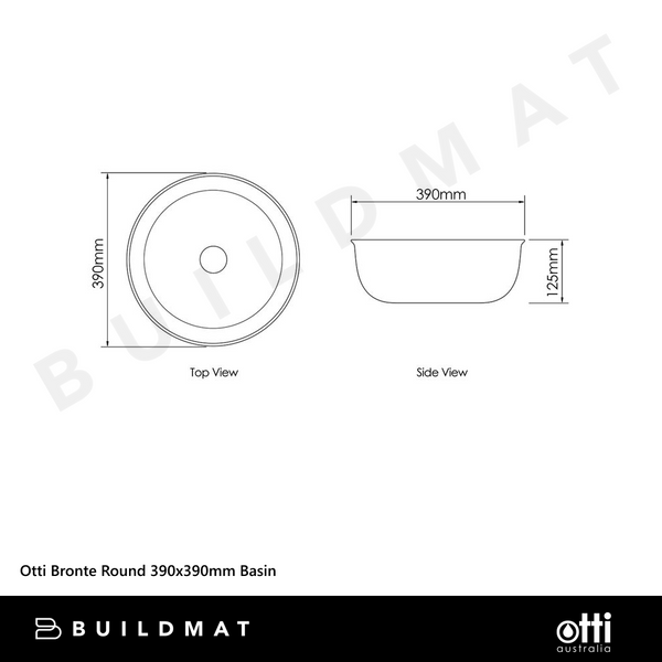 Otti Bronte Round 390x390mm Basin Matte White