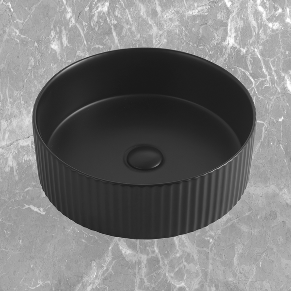 Otti Marlo Round 400x400mm Fluted Basin Matte Black