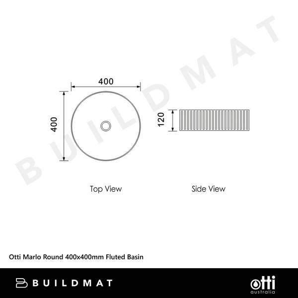 Otti Marlo Round 400x400mm Fluted Basin Matte White