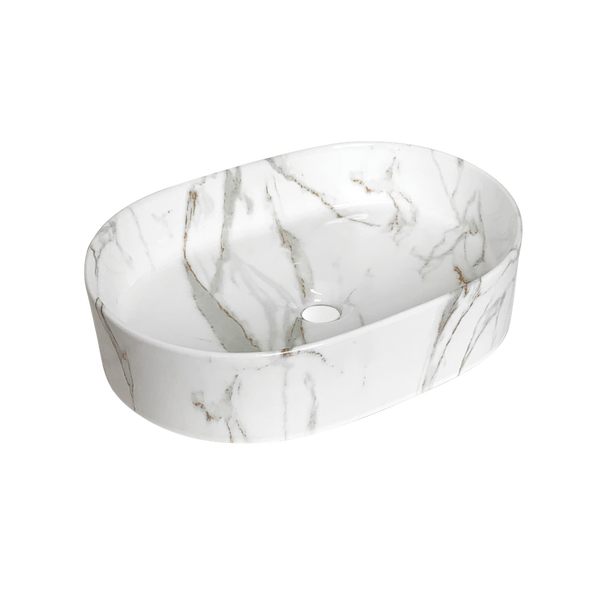 Otti Quay Oval 500x330mm Basin Gloss Carrara
