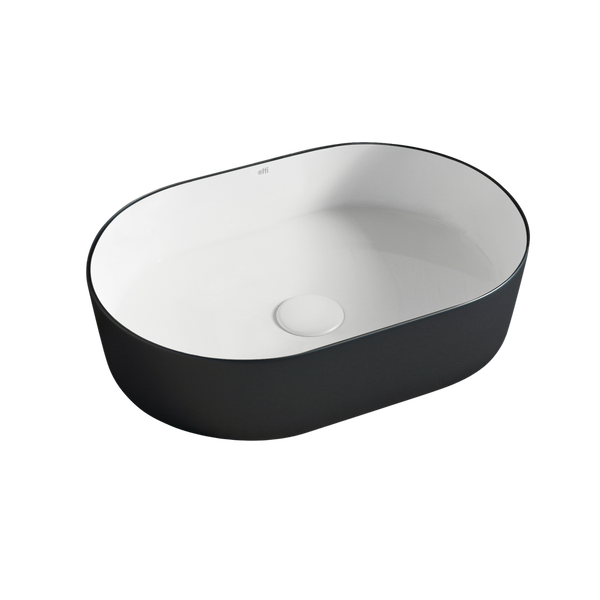 Otti Quay Oval 500x330mm Basin Matte Black & Gloss White