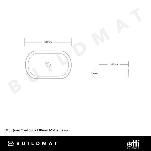 Otti Quay Oval 500x330mm Basin Matte Carrara