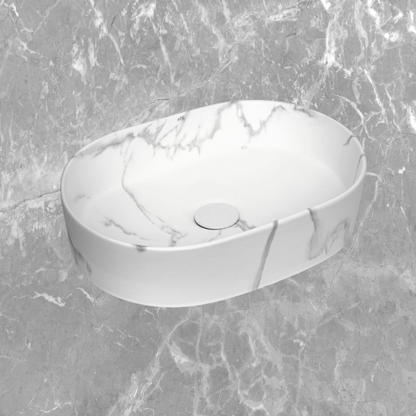 Otti Quay Oval 500x330mm Basin Matte Carrara