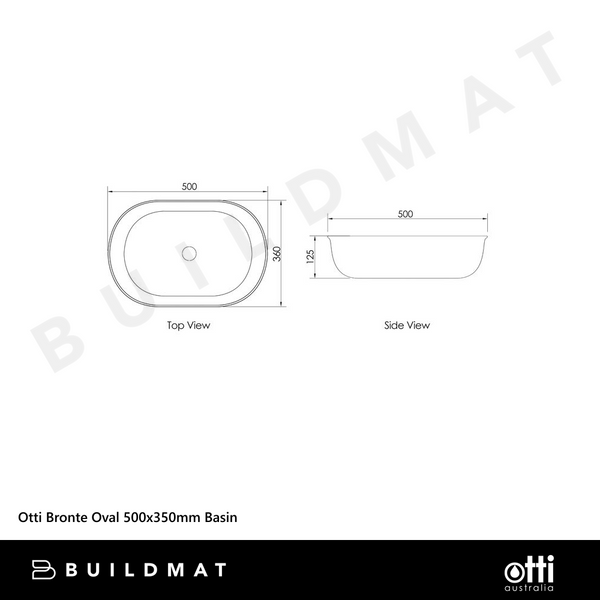 Otti Bronte Oval 500x350mm Basin Gloss White