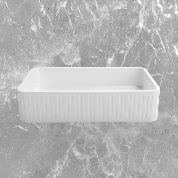 Otti Hudson Square 520x320mm Concrete Fluted Basin White