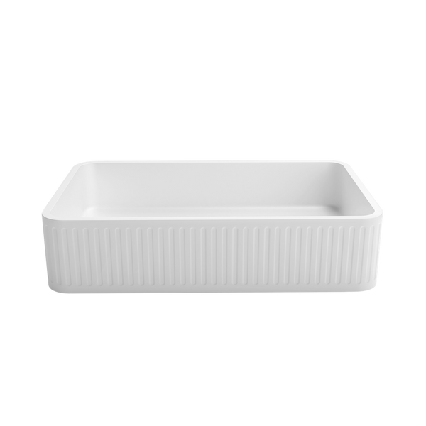 Otti Hudson Square 520x320mm Concrete Fluted Basin White