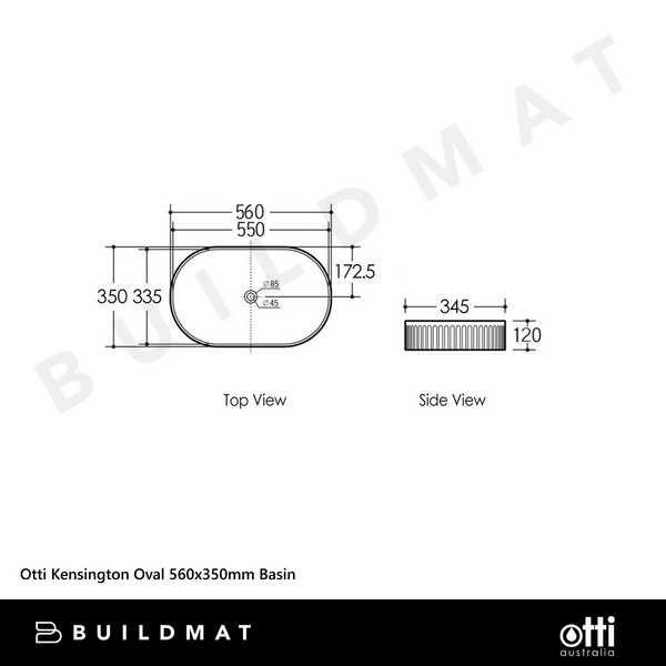 Otti Kensington Oval 560x350mm Basin Matte White