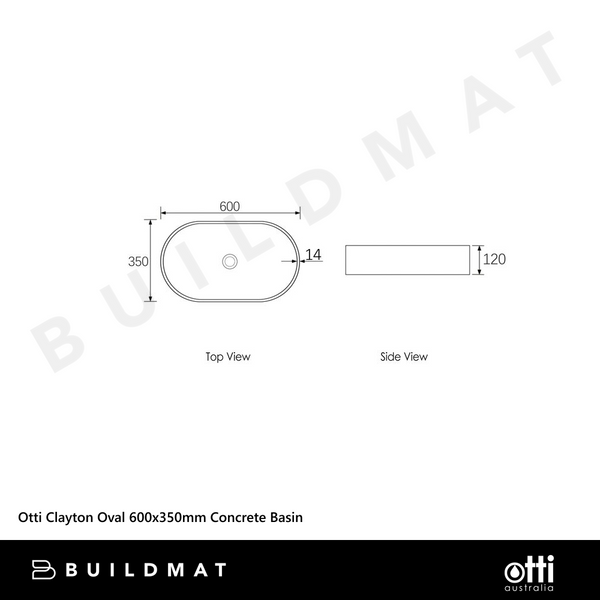 Otti Clayton Oval 600x350mm Concrete Basin Sand