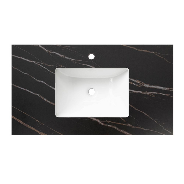 Otti Marlo 600mm Matte Black Wall Hung Vanity with Undermount Basin