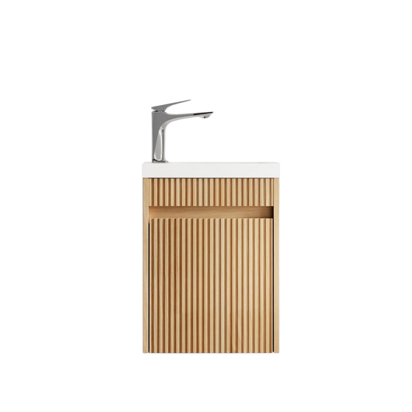 Otti Mini Ensuite 400mm Woodland Oak Fluted Wall Hung Vanity