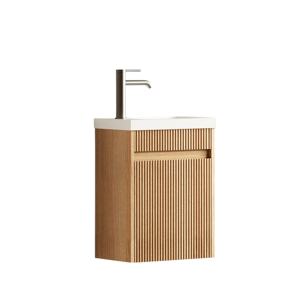 Otti Mini Ensuite 400mm Woodland Oak Fluted Wall Hung Vanity