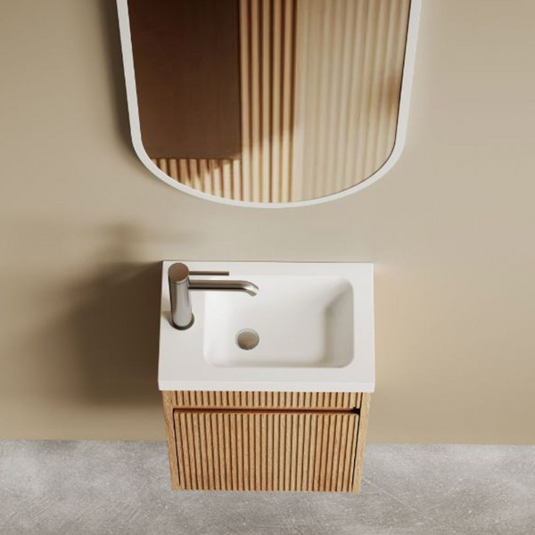 Otti Mini Ensuite 400mm Woodland Oak Fluted Wall Hung Vanity