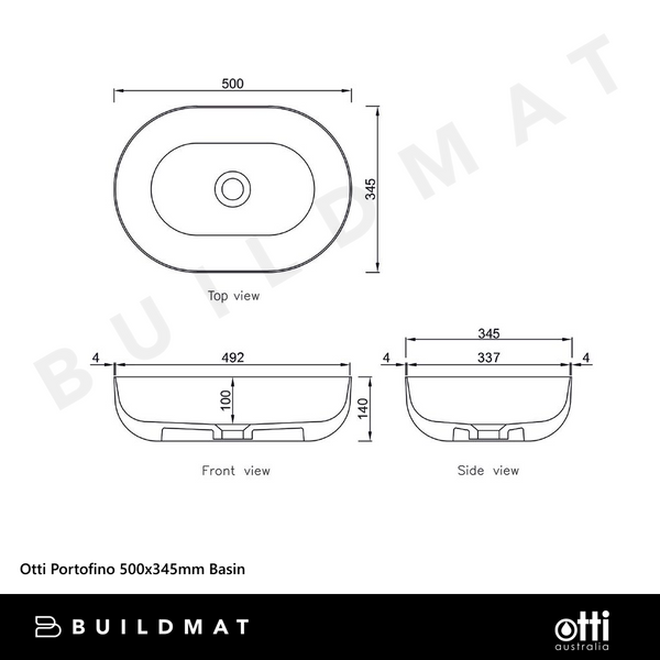 Otti Portofino 500x345mm Basin Matte White