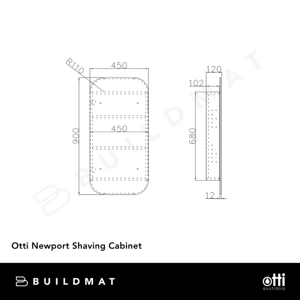 Otti Newport 900x450mm Shaving Cabinet Woodland Oak