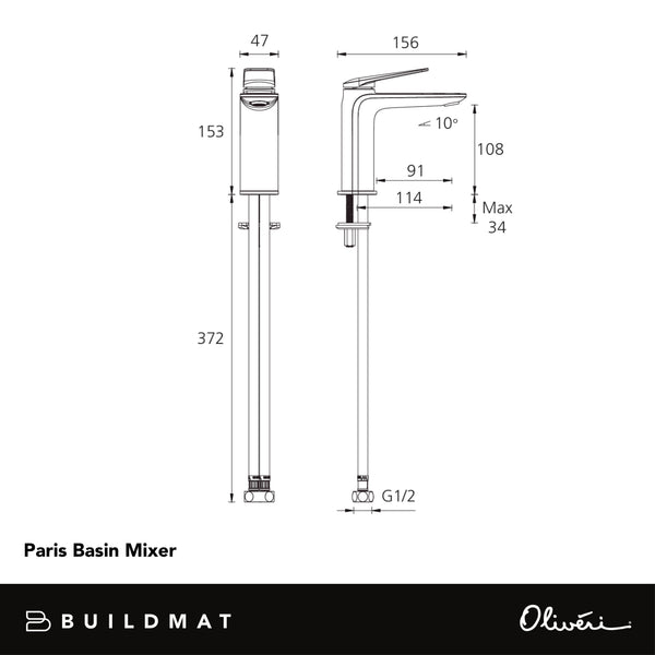 Oliveri Paris Basin Mixer Lead Free Chrome