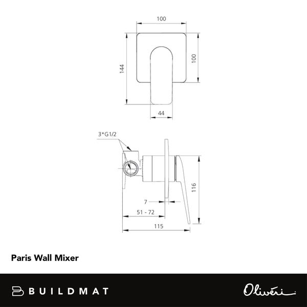 Oliveri Paris Wall Mixer Lead Free Chrome