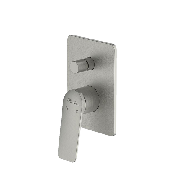 Oliveri Paris Wall Mixer With Diverter Brushed Nickel