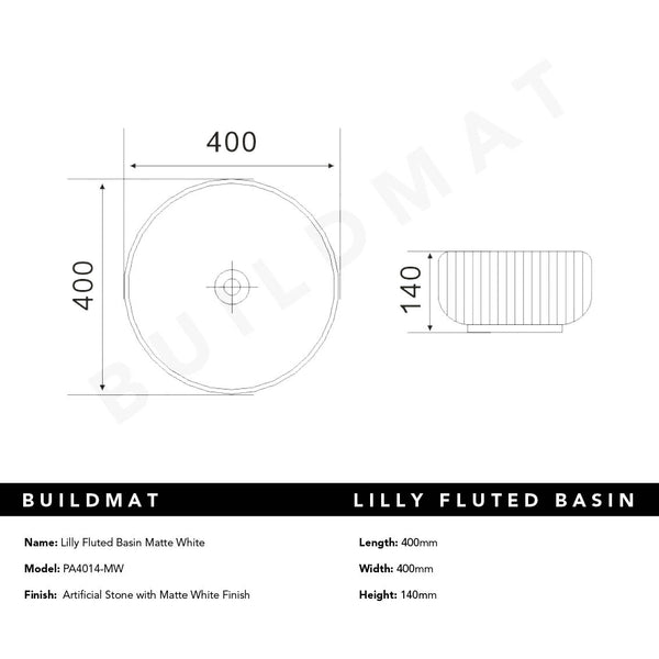 Keva Lily Matte White Fluted Basin