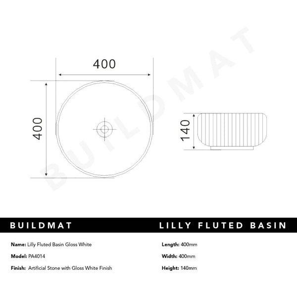 Keva Lily Gloss White Fluted Basin