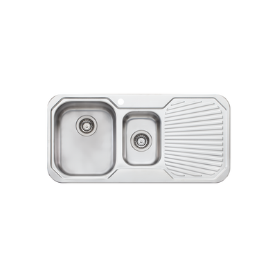 Oliveri Petite 1 And 1/2 Bowl Sink With Right Drainboard Stainless Steel