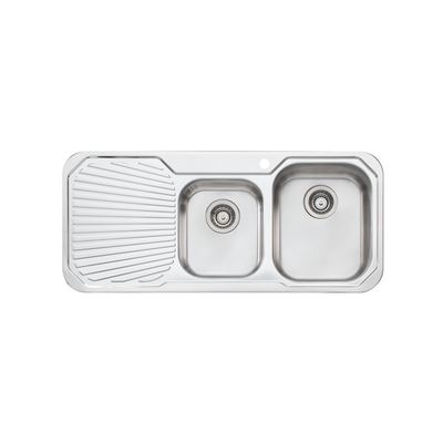 Oliveri Petite 1 And 3/4 Bowl Sink With Left Drainboard Stainless Steel