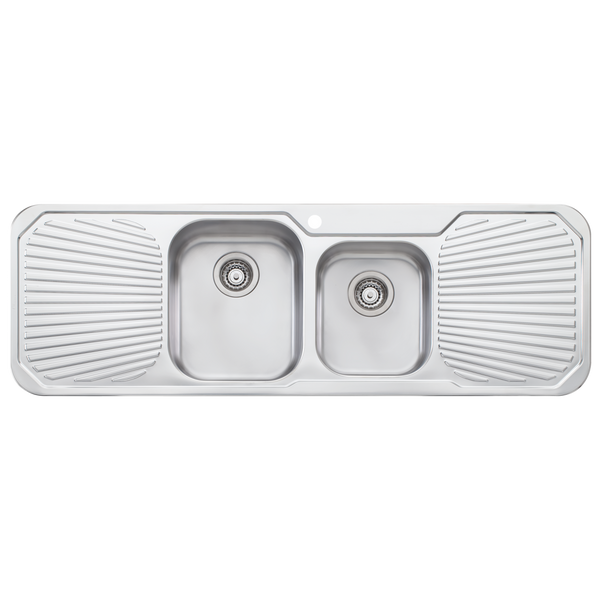 Oliveri Petite 1 And 3/4 Bowl Sink With Double Drainer Stainless Steel